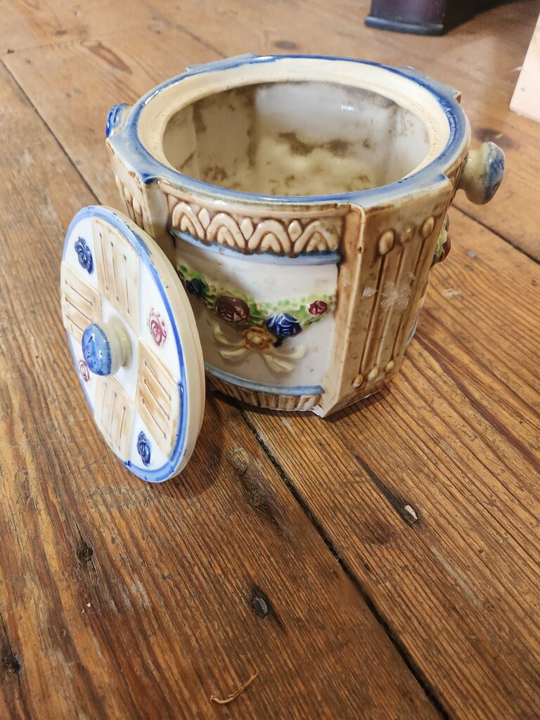 Vintage Ceramic Flower Pot with Lid