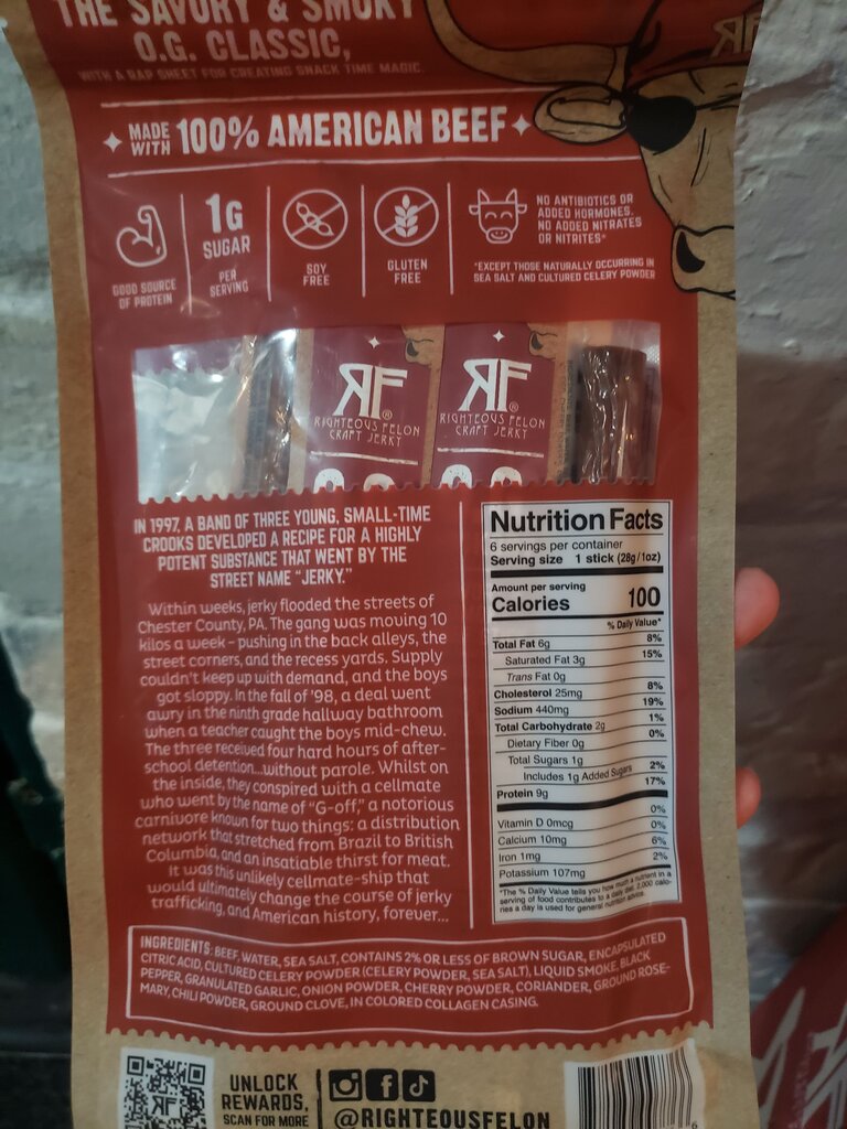 Righteous Felon O.G. Hickory Beef Jerky