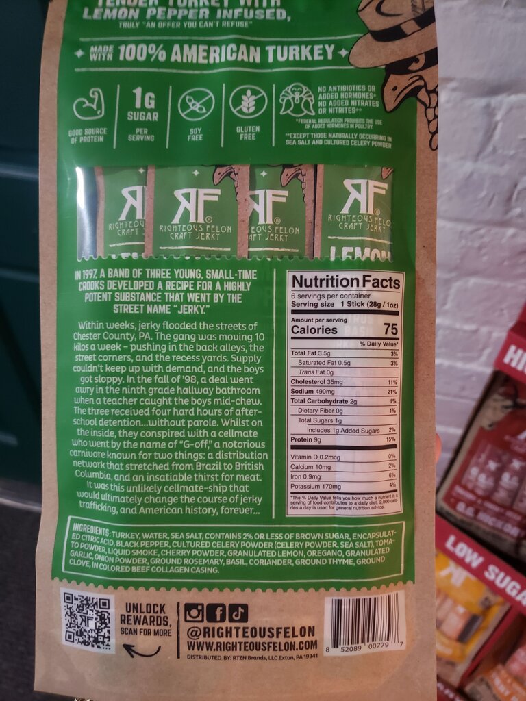 Righteous Felon Lemon Pepper Turkey Sticks