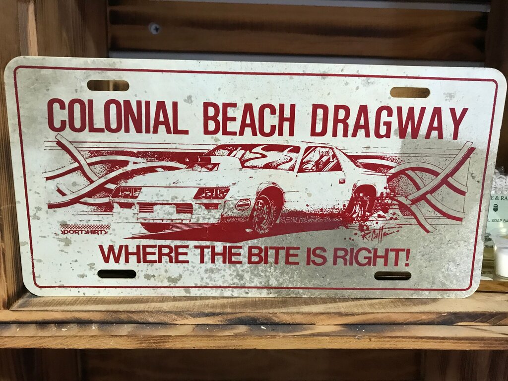 Colonial Beach Dragway Vintage License Plate