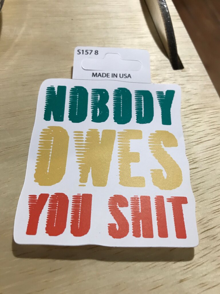 Colorful 'Nobody Owes You Shit' Sticker