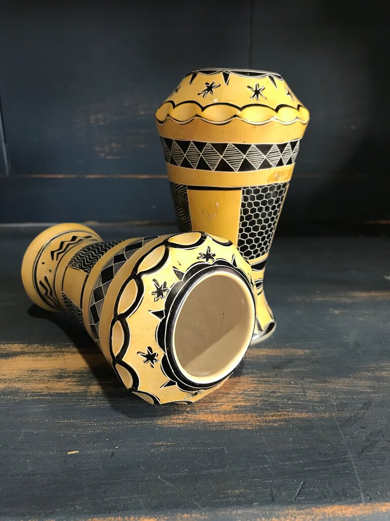Decorative Black and Yellow Pottery Vases