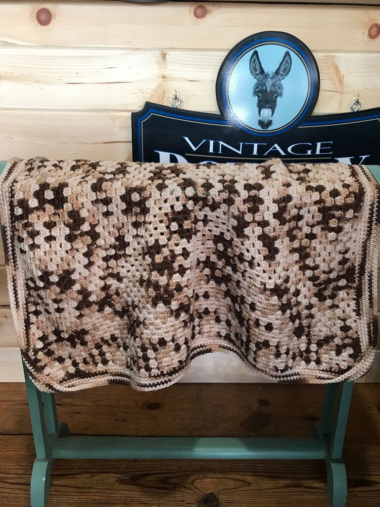 Crochet Baby Blanket in Brown and Beige