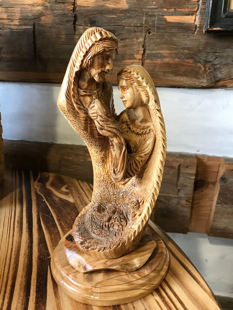 Wooden Carved Sculpture of Jesus Mary Joseph