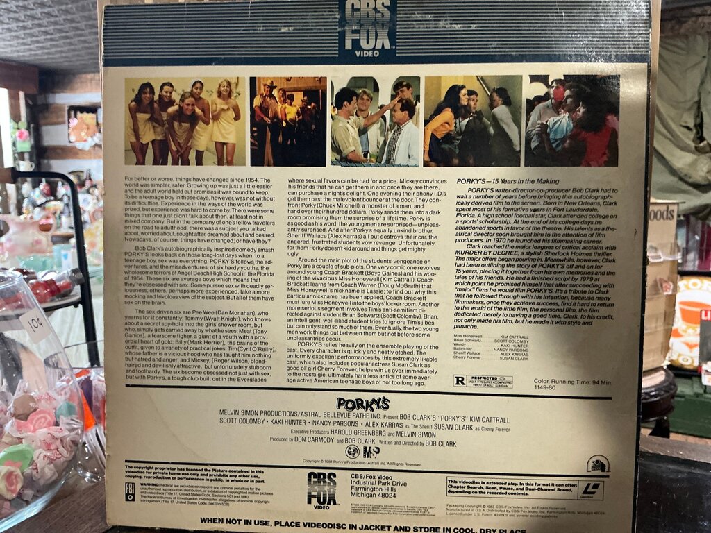 Porky's Laser Videodisc