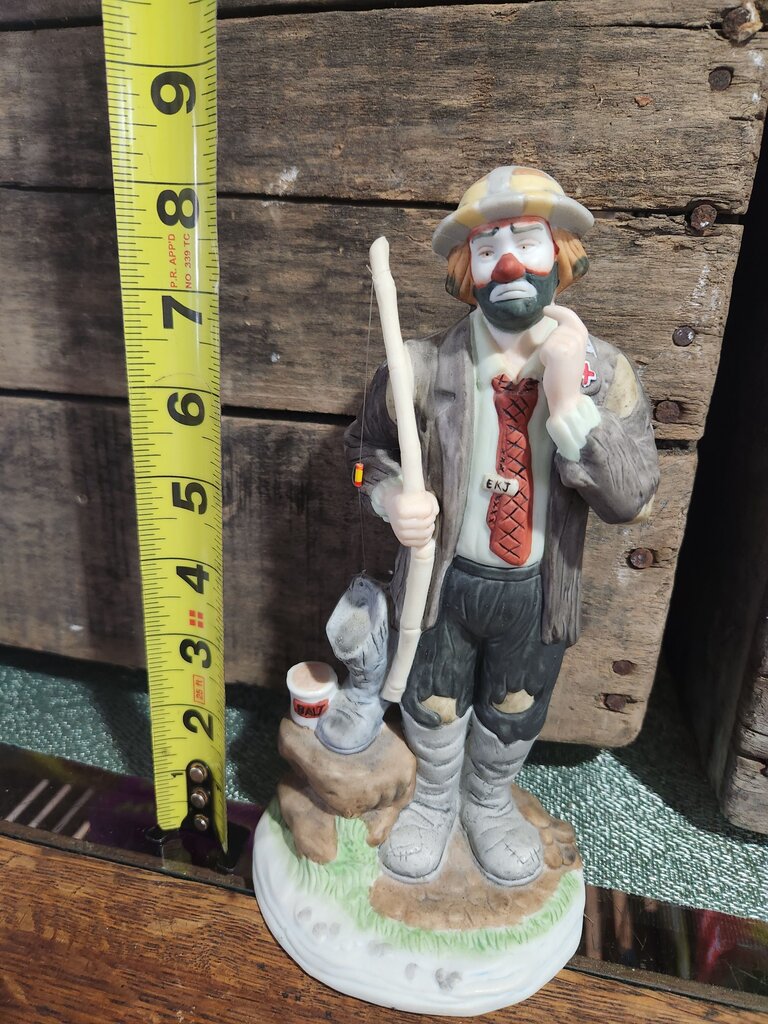 Clown Figurine with Fishing Rod
