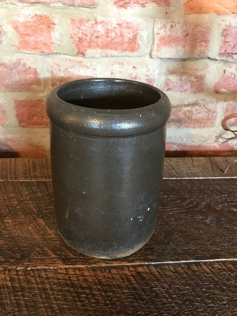Vintage Black Stoneware Jar