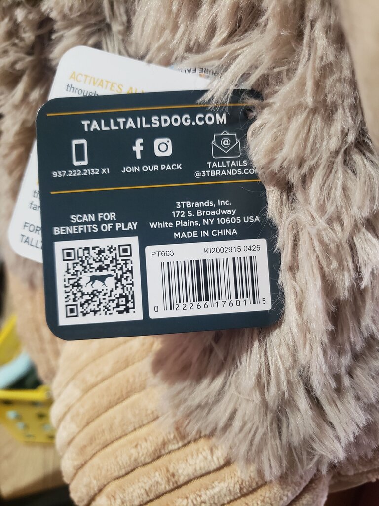 Tall Tails Plush Dog Toy - Monkey