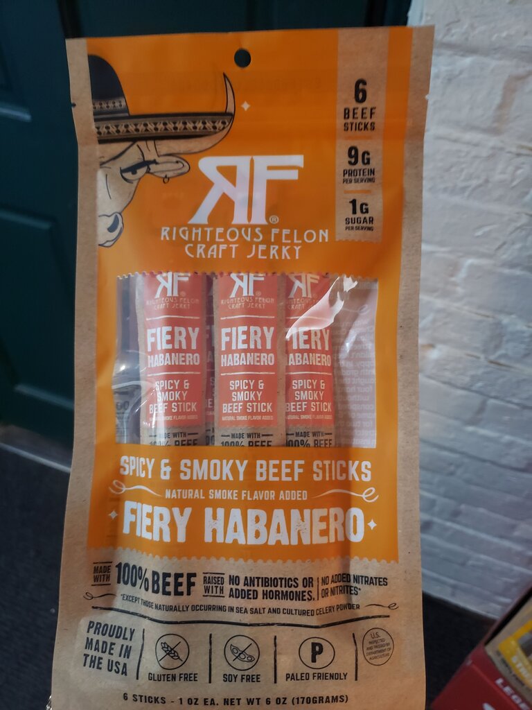 Righteous Felon Craft Jerky Fiery Habanero Beef Sticks