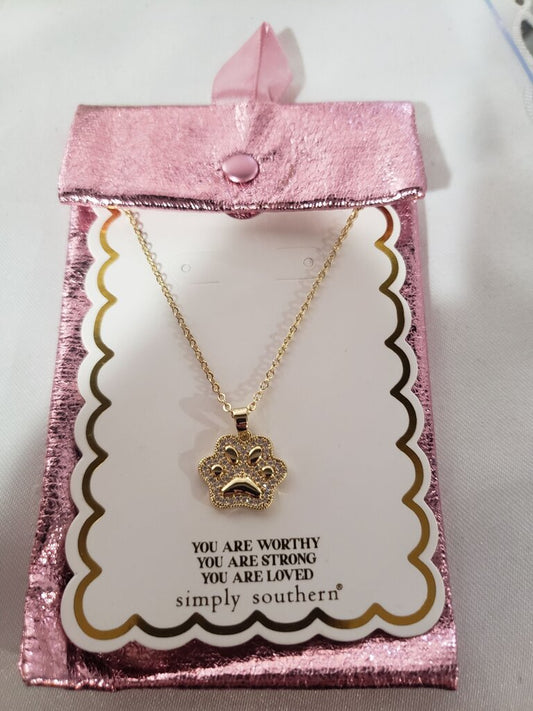 Simply Southern Gold Paw Print Necklace
