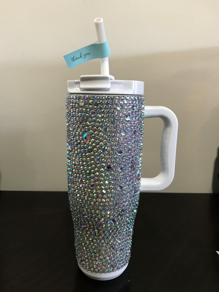 Sparkling Rhinestone Tumbler with Straw