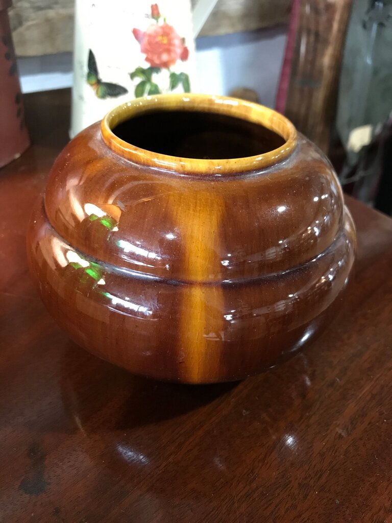 Vintage Glazed Brown Vase