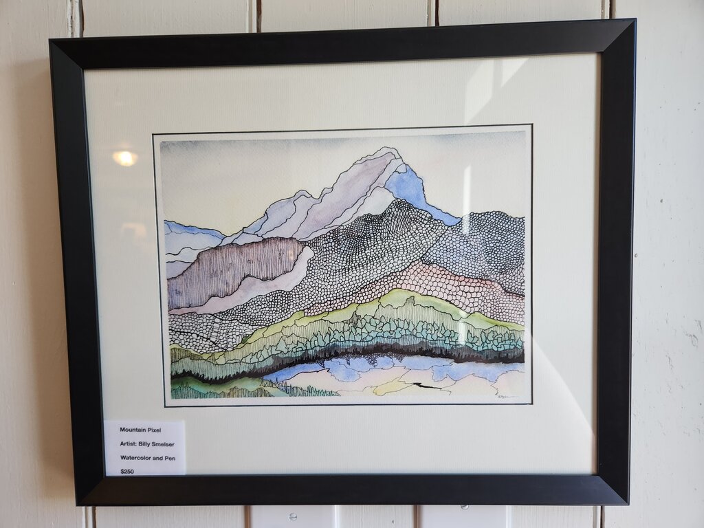 Mountain Pixel Watercolor Artwork