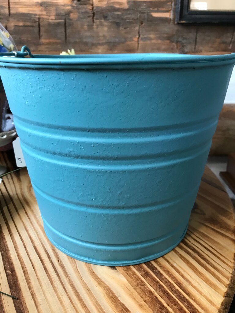 Vintage Blue Metal Bucket