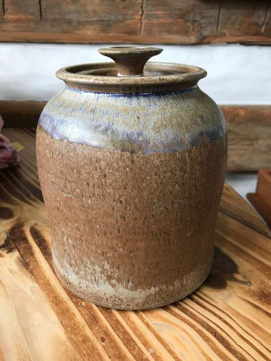 Stoneware Brian Van Nostrand Pottery Crock with Lid
