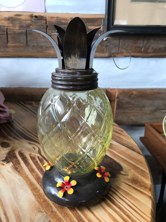 Pineapple Glass Hummingbird Feeder