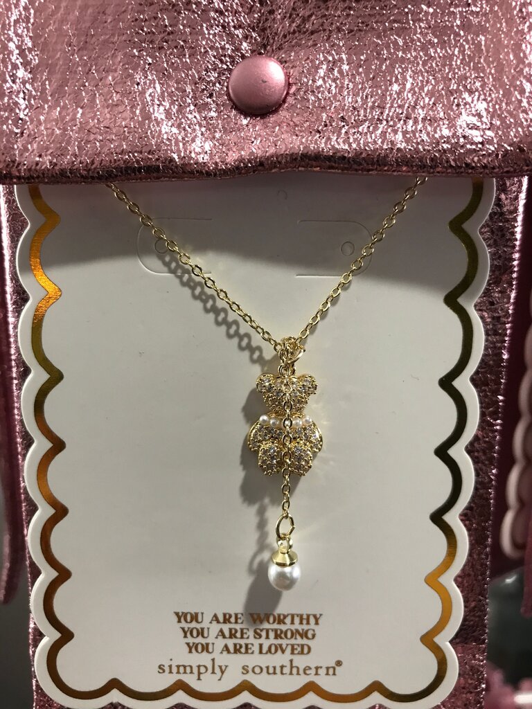 Simply Southern Gold Bear Necklace with Pearl