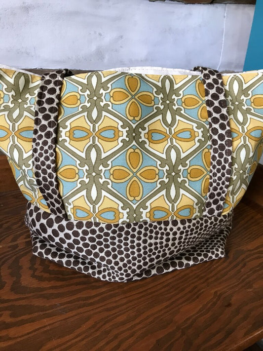 Colorful Tote Bag with Polka Dot Handles