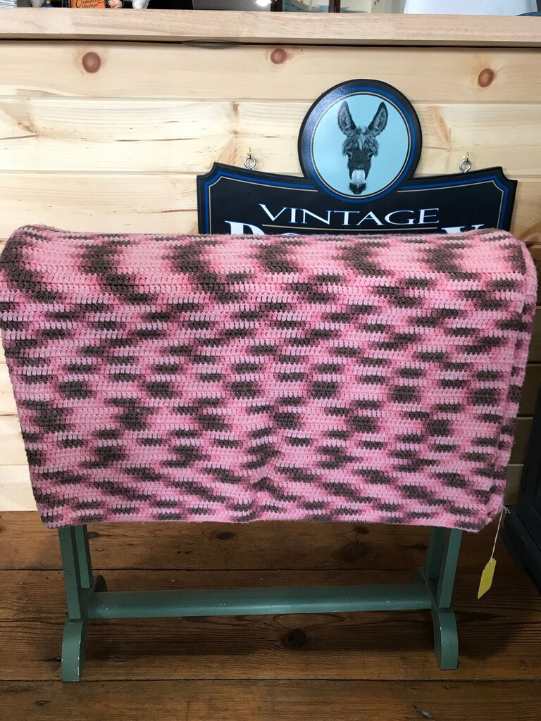 Vintage Crochet Blanket in Pink and Brown