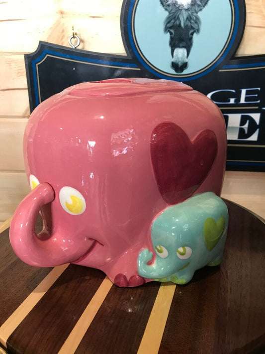 Pink Elephant Cookie Jar with Heart