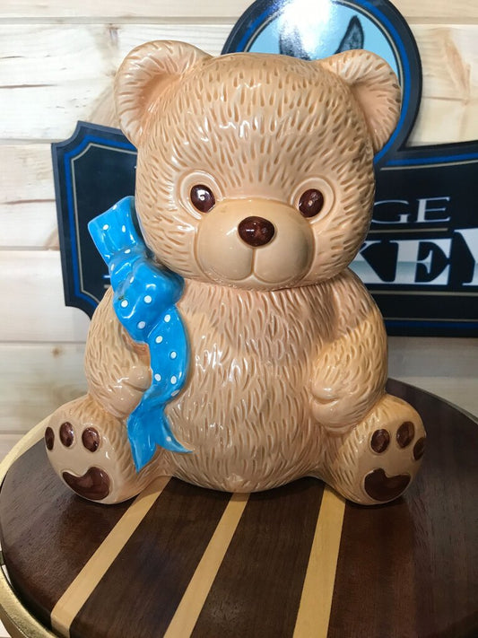 Bear Cookie Jar with Blue Scarf