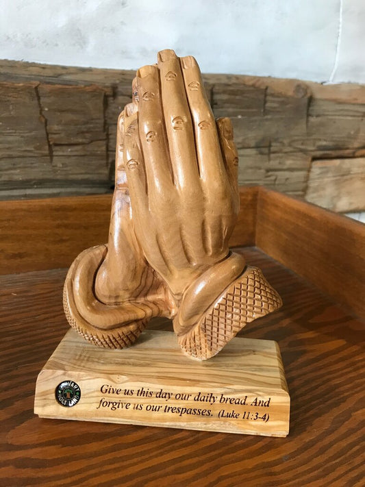 Wooden Praying Hands Sculpture