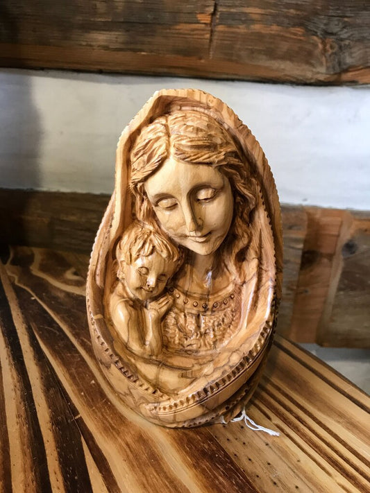 Olive Wood Mother and Jesus
