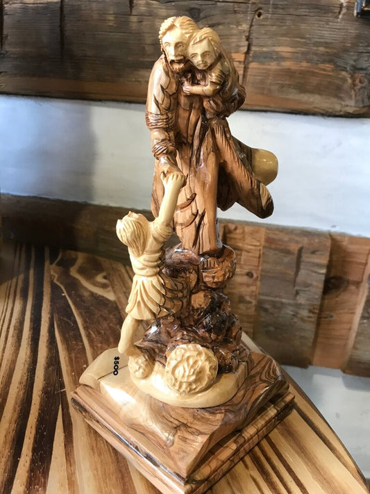 Carved Wooden Christ with children Figurine