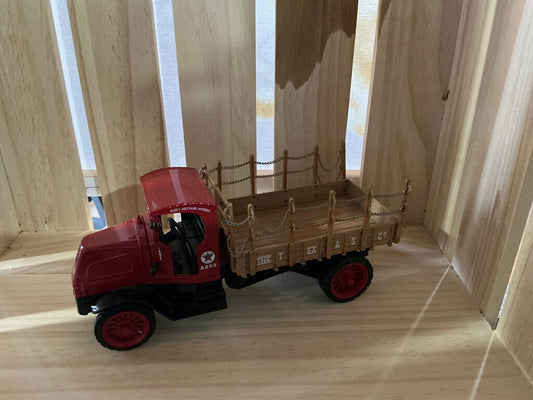 Vintage Red Toy Truck with Wooden Bed