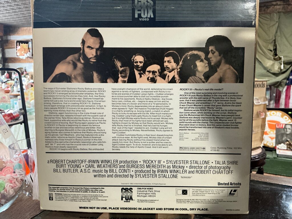 Rocky III Laser Videodisc