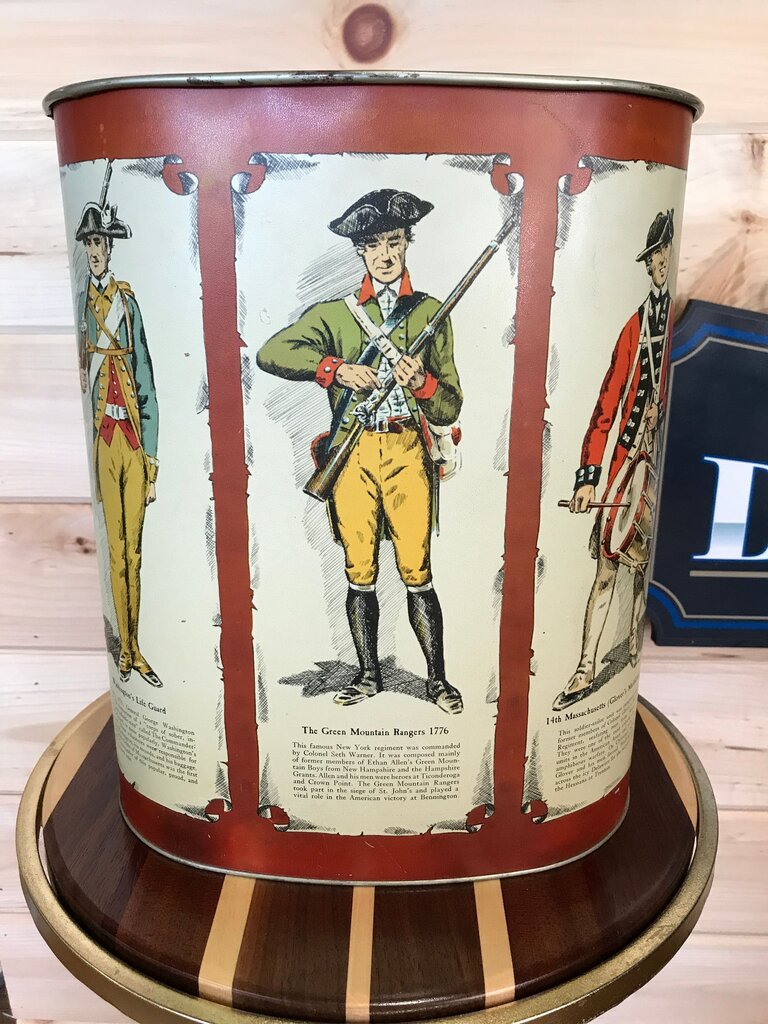 Revolutionary War Soldiers Cheinco Tin Wastebasket