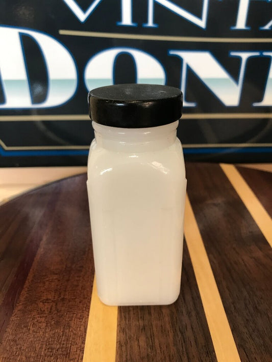 Vintage Milk Glass with Black Cap