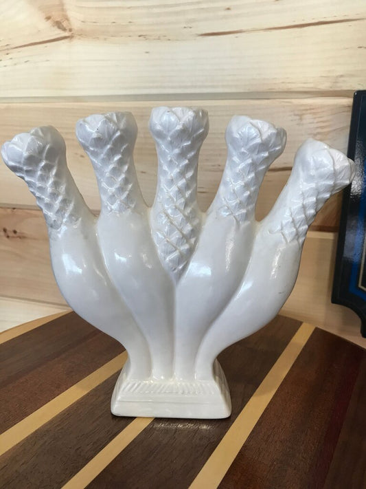 Vintage White Ceramic Quintal Flower Vase
