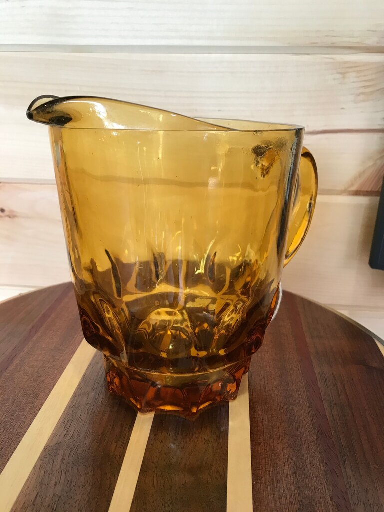 Vintage Amber Glass Pitcher