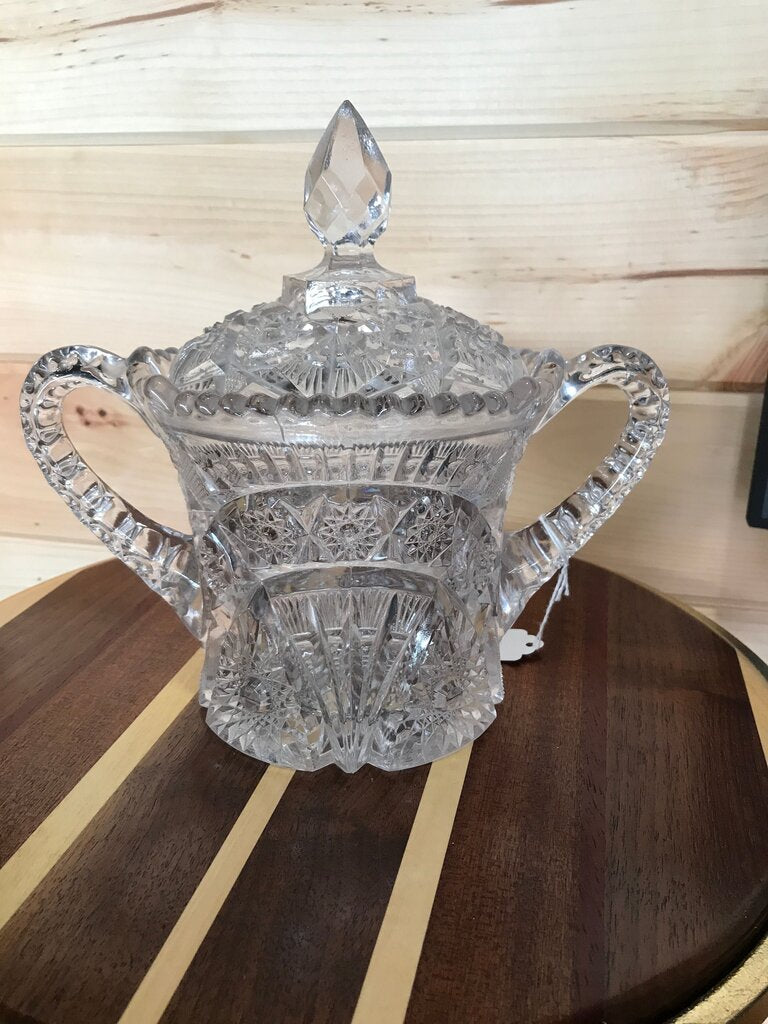 Vintage Crystal Candy Dish with Lid