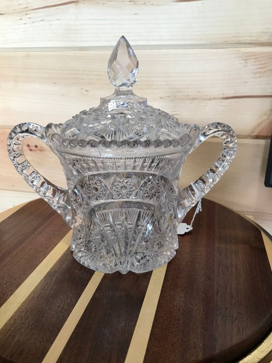 Vintage Crystal Candy Dish with Lid