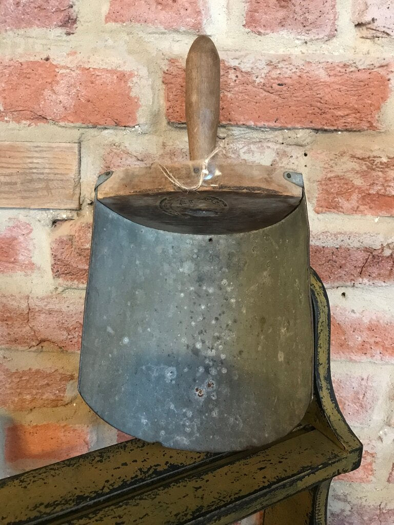 Vintage Metal Grain Scoop with Wooden Handle